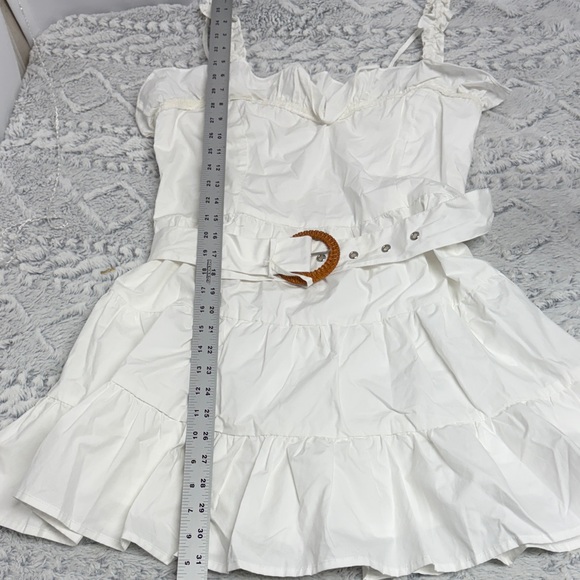 Chic Ruffled White Mini Dress - Picture 6 of 9